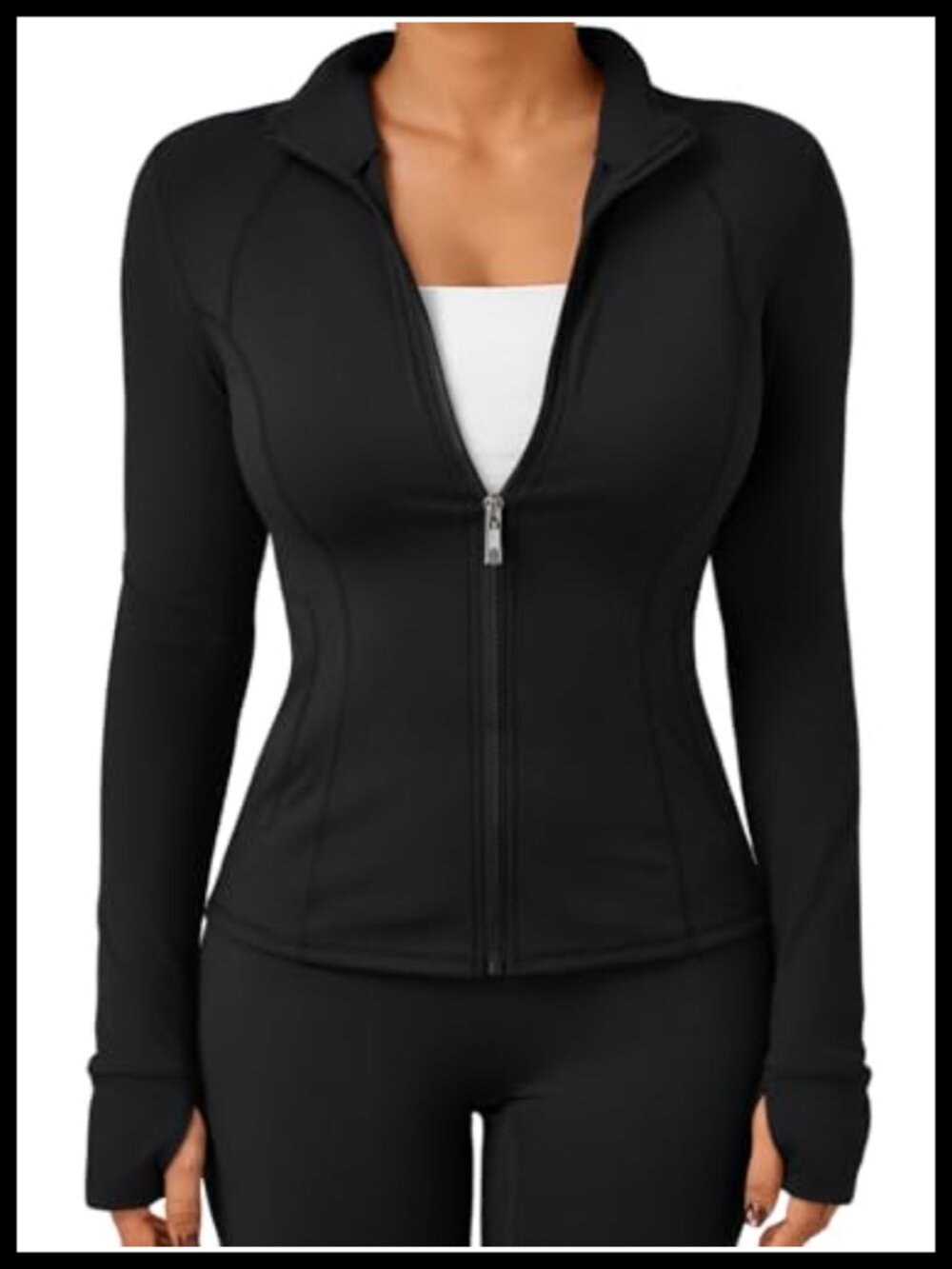 Lightweight Zip Up Workout Jacket Thumbholes Slim Fit Gym Running